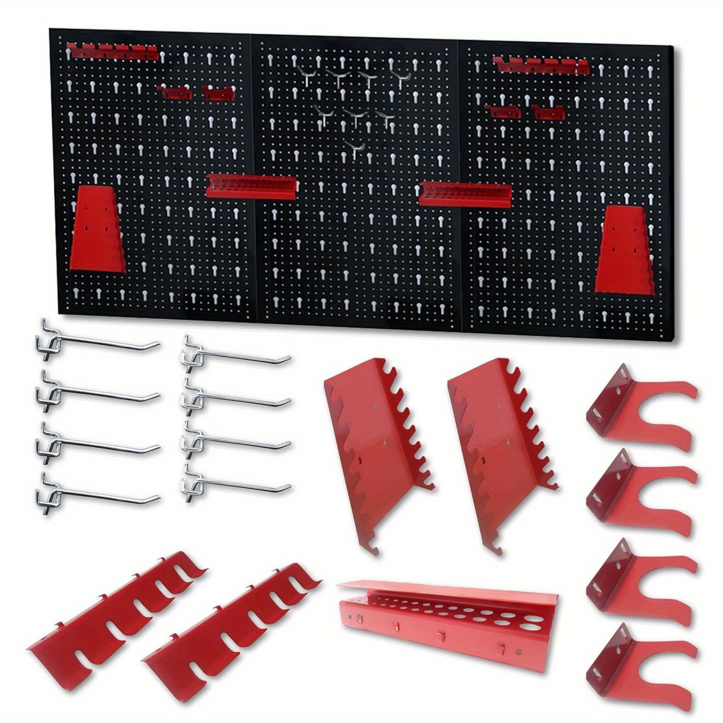 Panneau mural à outils en métal, 120x60x2 cm, avec 17 crochets, pour atelier ou espace DIY