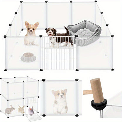 Enclos extérieur pour lapins, enclos intérieur en plastique à monter soi-même, enclos extensible pour petits animaux, cochons d'Inde, hamsters, 145 x 75 x 48 cm, blanc (avec/sans porte)