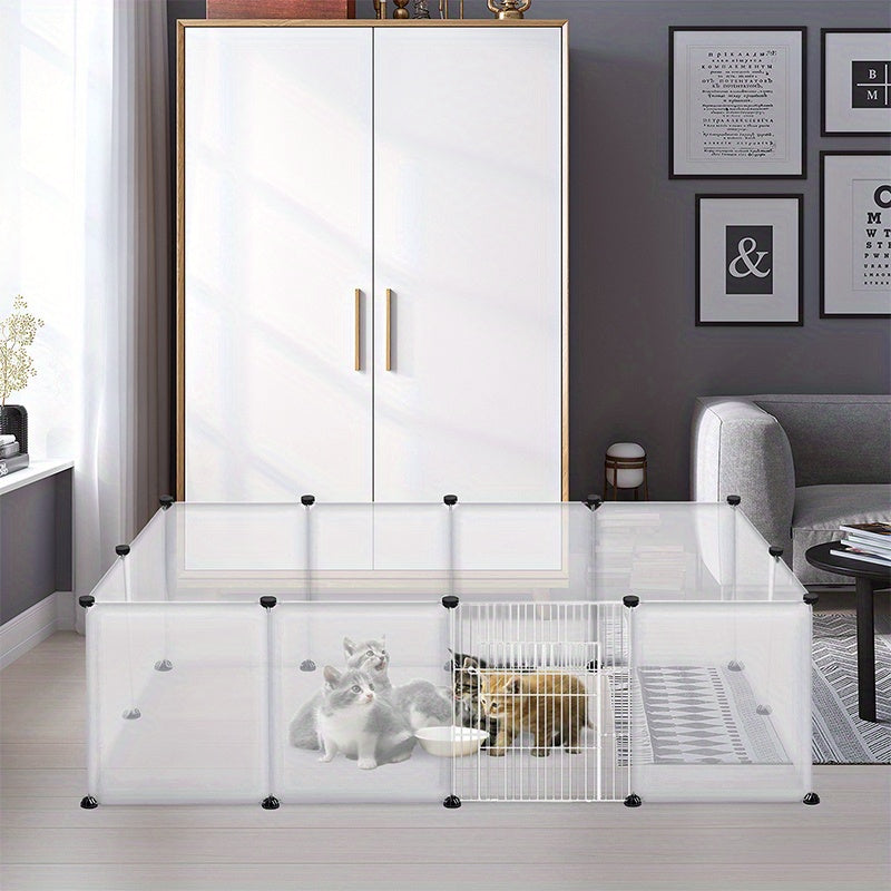 Enclos extérieur pour lapins, enclos intérieur en plastique à monter soi-même, enclos extensible pour petits animaux, cochons d'Inde, hamsters, 145 x 75 x 48 cm, blanc (avec/sans porte)