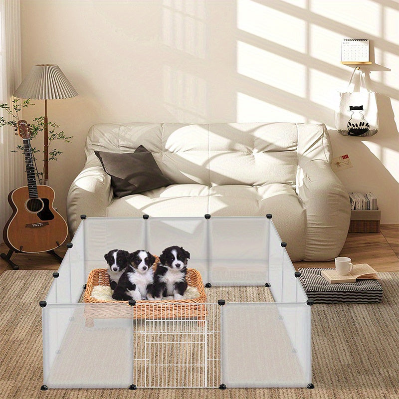 Enclos extérieur pour lapins, enclos intérieur en plastique à monter soi-même, enclos extensible pour petits animaux, cochons d'Inde, hamsters, 145 x 75 x 48 cm, blanc (avec/sans porte)
