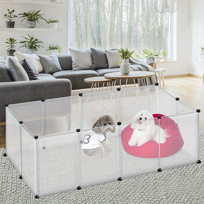 Enclos extérieur pour lapins, enclos intérieur en plastique à monter soi-même, enclos extensible pour petits animaux, cochons d'Inde, hamsters, 145 x 75 x 48 cm, blanc (avec/sans porte)