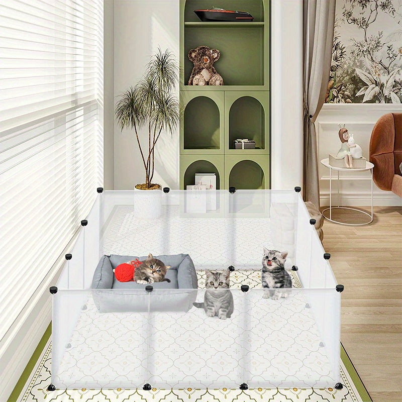 Enclos extérieur pour lapins, enclos intérieur en plastique à monter soi-même, enclos extensible pour petits animaux, cochons d'Inde, hamsters, 145 x 75 x 48 cm, blanc (avec/sans porte)