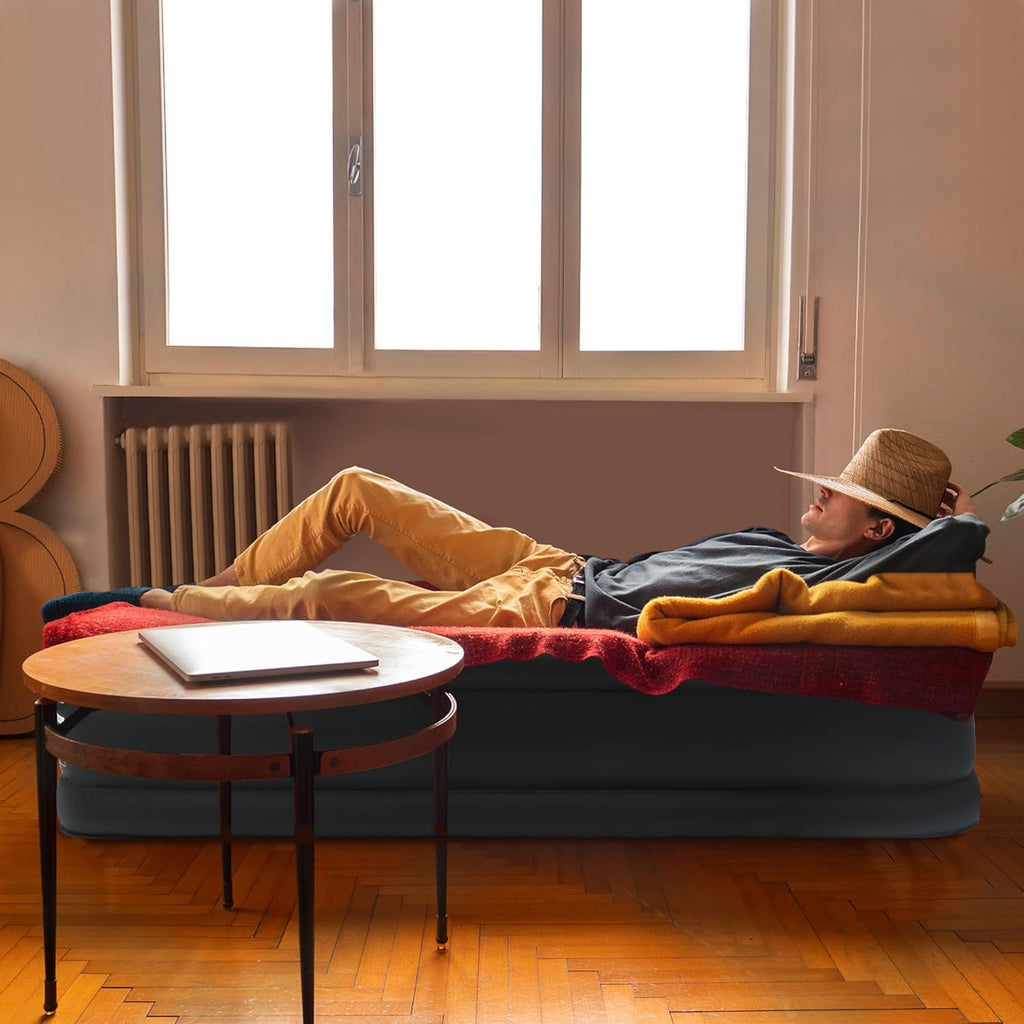 Matelas Gonflable Lit à Air Auto-Gonflant 187X90Cm/195X152Cm avec Pompe et Sac Intégrés, Lit d'Invité Portable pour Camping et Usage Intérieur