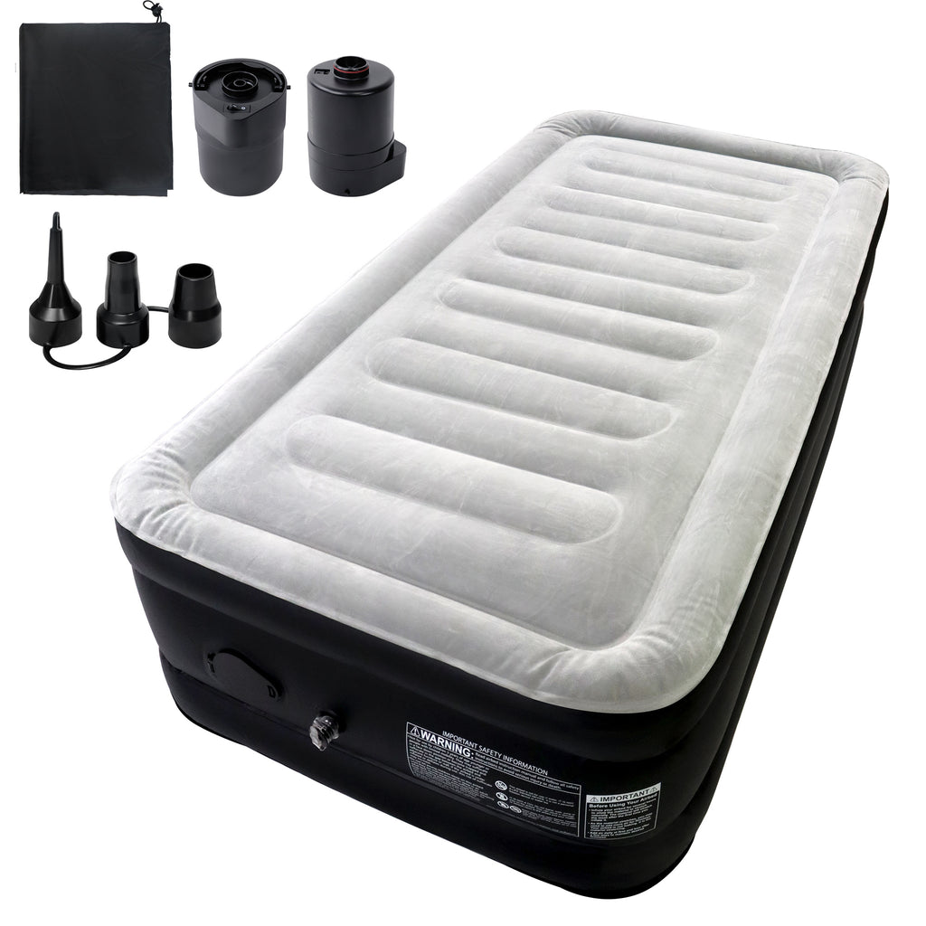 Matelas Gonflable Lit à Air Auto-Gonflant 187X90Cm/195X152Cm avec Pompe et Sac Intégrés, Lit d'Invité Portable pour Camping et Usage Intérieur