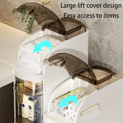 Meuble de rangement de salle de bain ultra-mince à 5 niveaux | Rangement au sol autonome avec tiroirs et poignées, adapté aux petits espaces, buanderies, cuisines, chambres, couloirs, plastique durable, design classique, à roulettes, idéal pour les appart