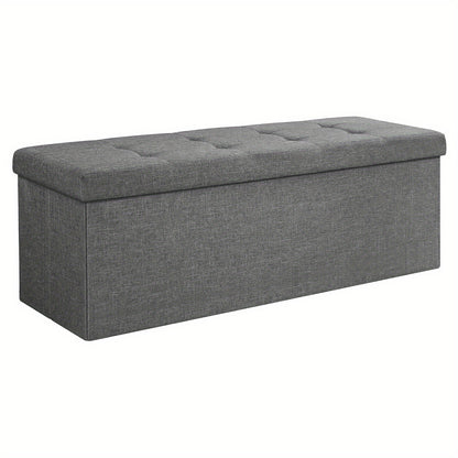 Coussin de rangement, Banc pliable rembourré, Coffre avec couvercle, Capacité de 120L, Supporte jusqu'à 300 kg, pour chambre à coucher, couloir, salon