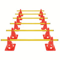 Ensemble de 6 cônes triangulaires pour parcours d'obstacles, ensemble d'entraînement de coordination sportive combinée comprenant 12 cônes polyvalents + 6 rails d'entraînement d'agilité à hauteur réglable