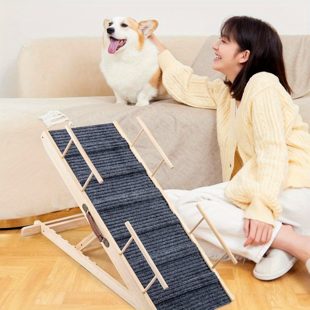 Escaliers pour Chiens Pliables et Réglables en Hauteur, Marches Antidérapantes, Capacité de Charge Jusqu'à 80 kg, Plage de Réglage de 30 cm à 60 cm