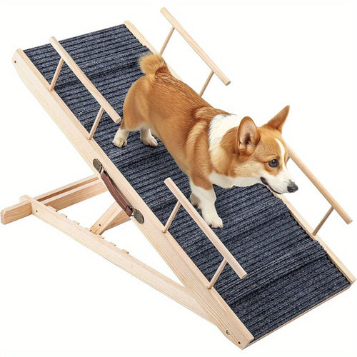 Escaliers pour Chiens Pliables et Réglables en Hauteur, Marches Antidérapantes, Capacité de Charge Jusqu'à 80 kg, Plage de Réglage de 30 cm à 60 cm