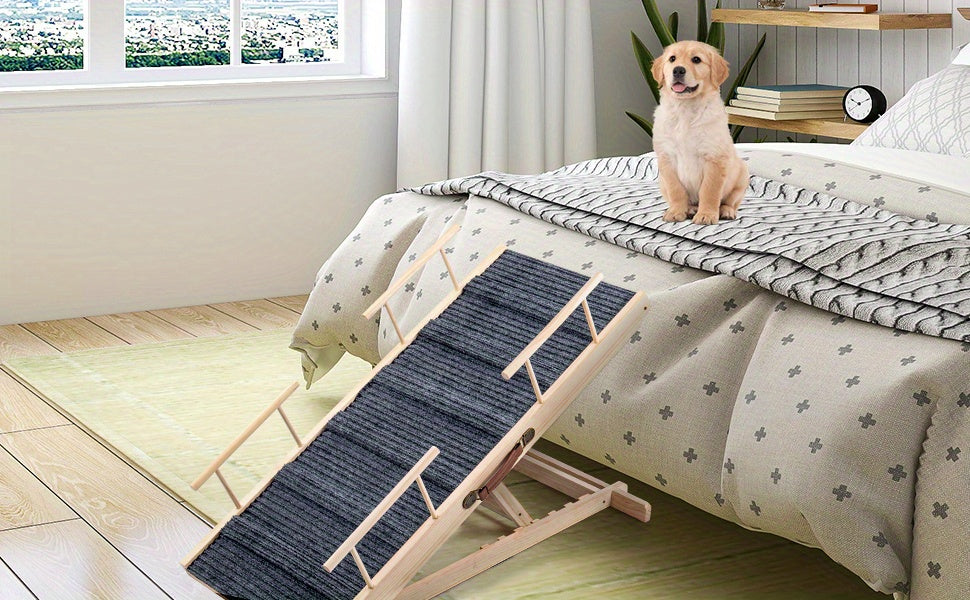 Escaliers pour Chiens Pliables et Réglables en Hauteur, Marches Antidérapantes, Capacité de Charge Jusqu'à 80 kg, Plage de Réglage de 30 cm à 60 cm