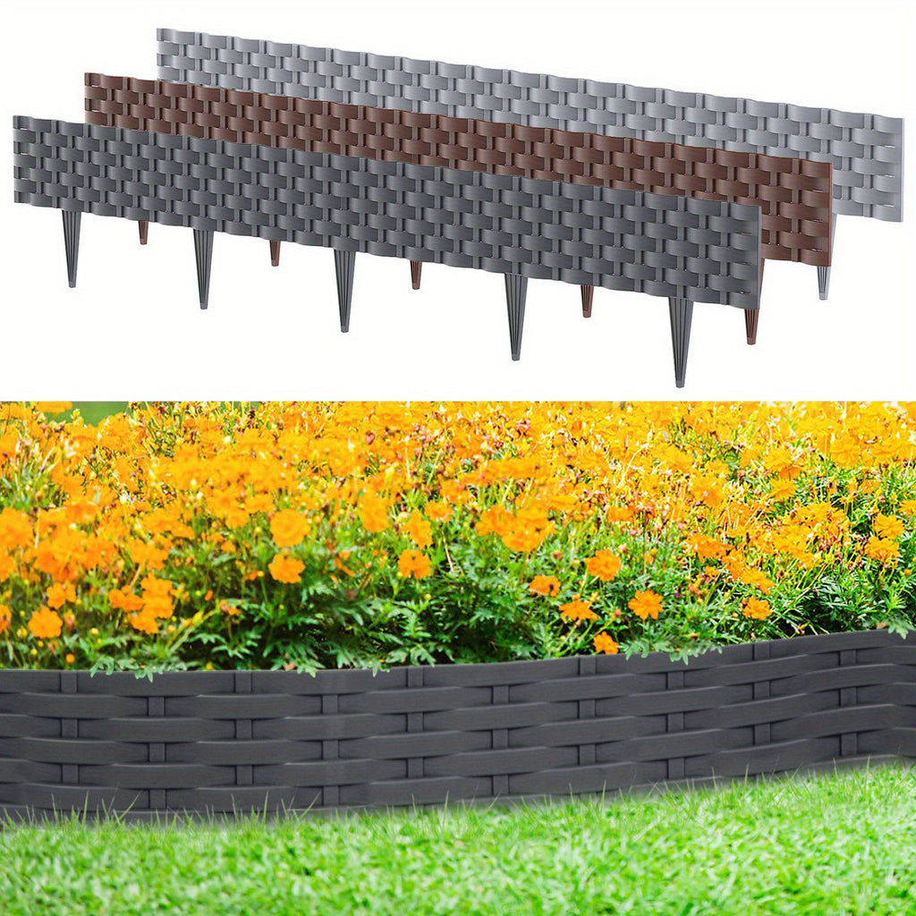 Bordure de pelouse en plastique aspect rotin Homelive 5/10 m, bordure de parterre aspect rotin, bordure de tonte pliable et flexible pour jardin