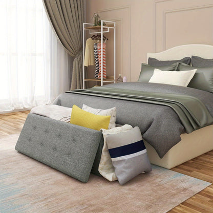Banc Avec Espace de Rangement 110cm, Poitrine Avec Espace de Rangement 118L Pliable, Siège Poitrine Boîte de Rangement Boîte de Rangement Pliable, Lit Banc Chambre, Chargement Jusqu'à 300 Kg