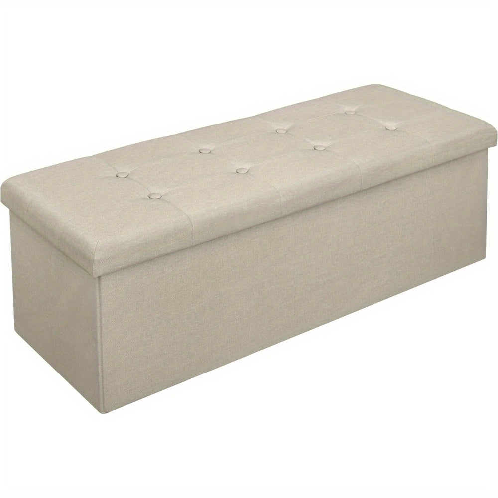 Banc Avec Espace de Rangement 110cm, Poitrine Avec Espace de Rangement 118L Pliable, Siège Poitrine Boîte de Rangement Boîte de Rangement Pliable, Lit Banc Chambre, Chargement Jusqu'à 300 Kg