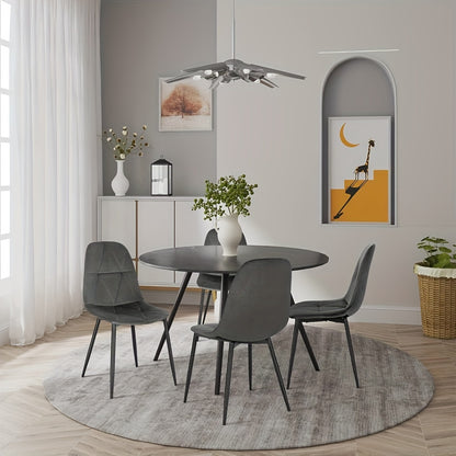 4 chaises de salle à manger avec dossier, chaise de cuisine avec housse en velours, chaise en métal rembourrée, chaise de salle à manger