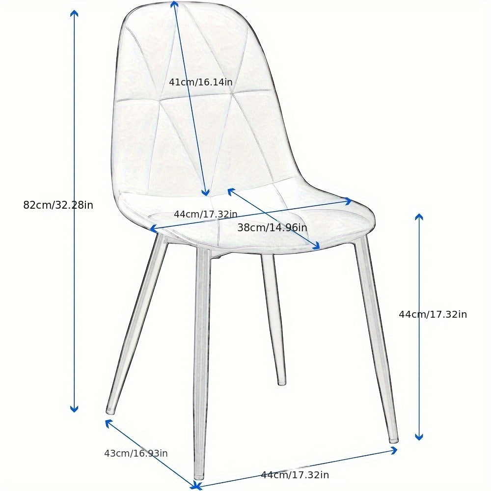 4 chaises de salle à manger avec dossier, chaise de cuisine avec housse en velours, chaise en métal rembourrée, chaise de salle à manger