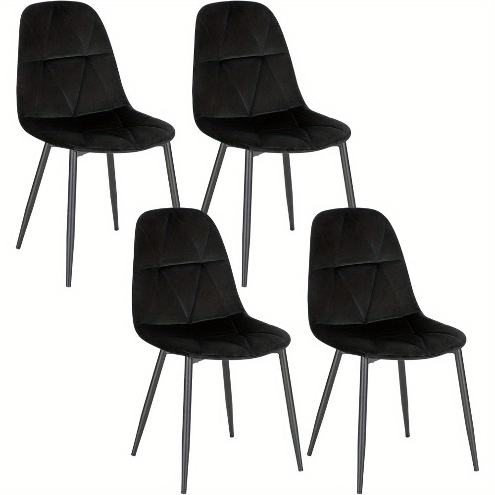 4 chaises de salle à manger avec dossier, chaise de cuisine avec housse en velours, chaise en métal rembourrée, chaise de salle à manger