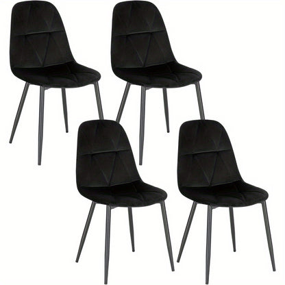 4 chaises de salle à manger avec dossier, chaise de cuisine avec housse en velours, chaise en métal rembourrée, chaise de salle à manger