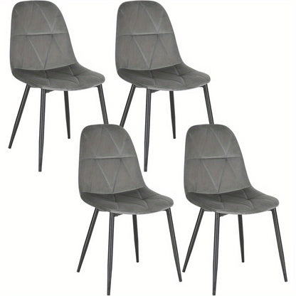 4 chaises de salle à manger avec dossier, chaise de cuisine avec housse en velours, chaise en métal rembourrée, chaise de salle à manger