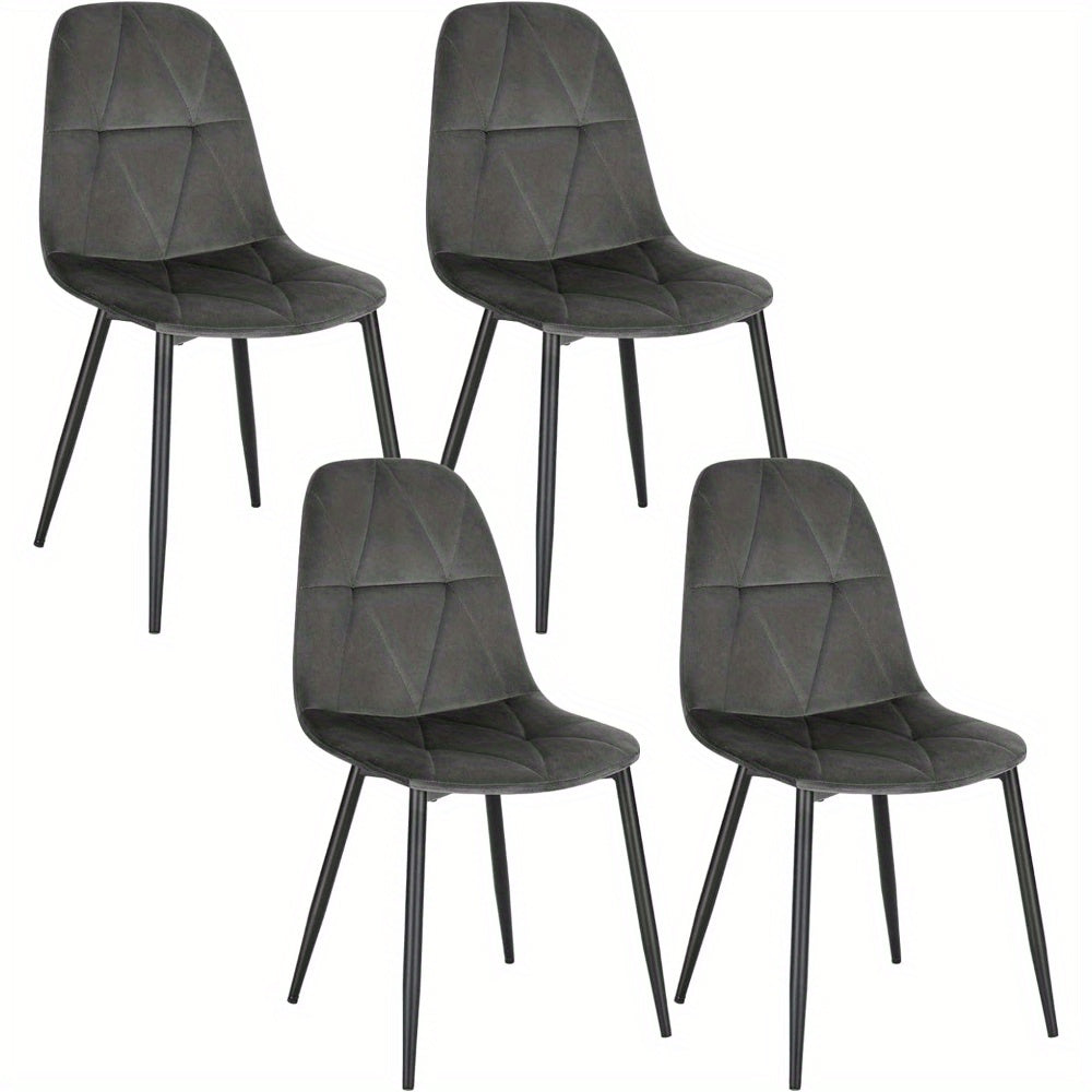 4 chaises de salle à manger avec dossier, chaise de cuisine avec housse en velours, chaise en métal rembourrée, chaise de salle à manger