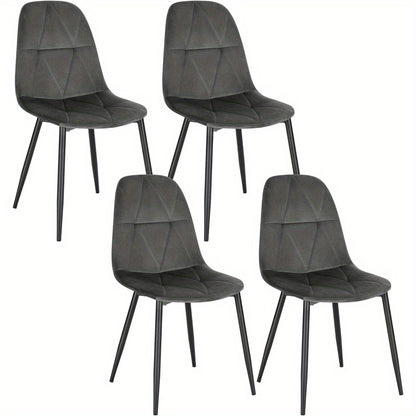 4 chaises de salle à manger avec dossier, chaise de cuisine avec housse en velours, chaise en métal rembourrée, chaise de salle à manger