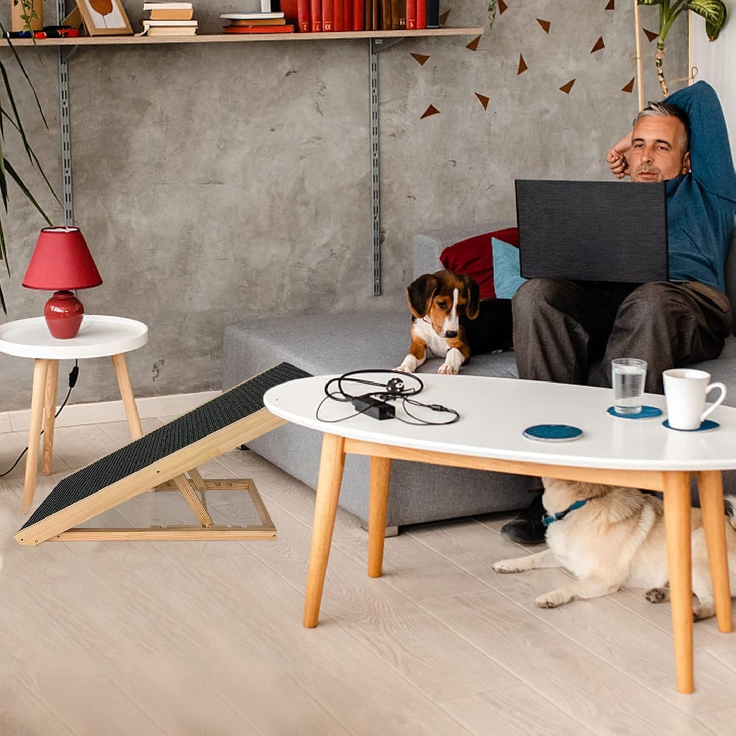 Rampe pour chien 60 cm, rampe pour chat, rampe pliante, rampe pour animaux de compagnie à hauteur réglable, escaliers réglables pour chiens de petite taille et chats, antidérapante, capacité de charge jusqu'à 100 kg