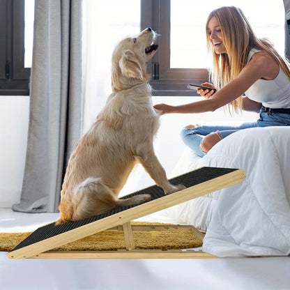 Rampe pour chien 60 cm, rampe pour chat, rampe pliante, rampe pour animaux de compagnie à hauteur réglable, escaliers réglables pour chiens de petite taille et chats, antidérapante, capacité de charge jusqu'à 100 kg