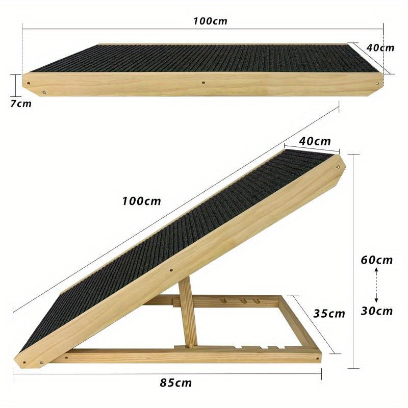 Rampe pour chien 60 cm, rampe pour chat, rampe pliante, rampe pour animaux de compagnie à hauteur réglable, escaliers réglables pour chiens de petite taille et chats, antidérapante, capacité de charge jusqu'à 100 kg