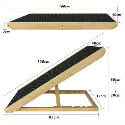 Rampe pour chien 60 cm, rampe pour chat, rampe pliante, rampe pour animaux de compagnie à hauteur réglable, escaliers réglables pour chiens de petite taille et chats, antidérapante, capacité de charge jusqu'à 100 kg