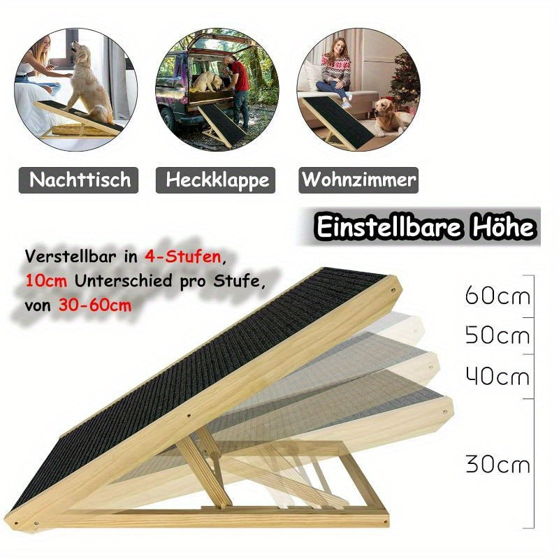 Rampe pour chien 60 cm, rampe pour chat, rampe pliante, rampe pour animaux de compagnie à hauteur réglable, escaliers réglables pour chiens de petite taille et chats, antidérapante, capacité de charge jusqu'à 100 kg