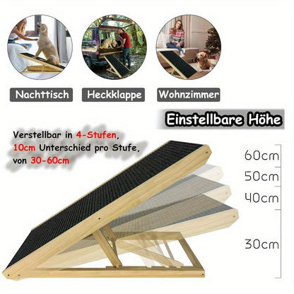 Rampe pour chien 60 cm, rampe pour chat, rampe pliante, rampe pour animaux de compagnie à hauteur réglable, escaliers réglables pour chiens de petite taille et chats, antidérapante, capacité de charge jusqu'à 100 kg
