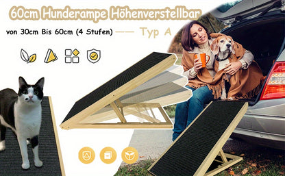 Rampe pour chien 60 cm, rampe pour chat, rampe pliante, rampe pour animaux de compagnie à hauteur réglable, escaliers réglables pour chiens de petite taille et chats, antidérapante, capacité de charge jusqu'à 100 kg