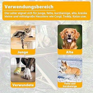 Rampe pour chien 60 cm, rampe pour chat, rampe pliante, rampe pour animaux de compagnie à hauteur réglable, escaliers réglables pour chiens de petite taille et chats, antidérapante, capacité de charge jusqu'à 100 kg