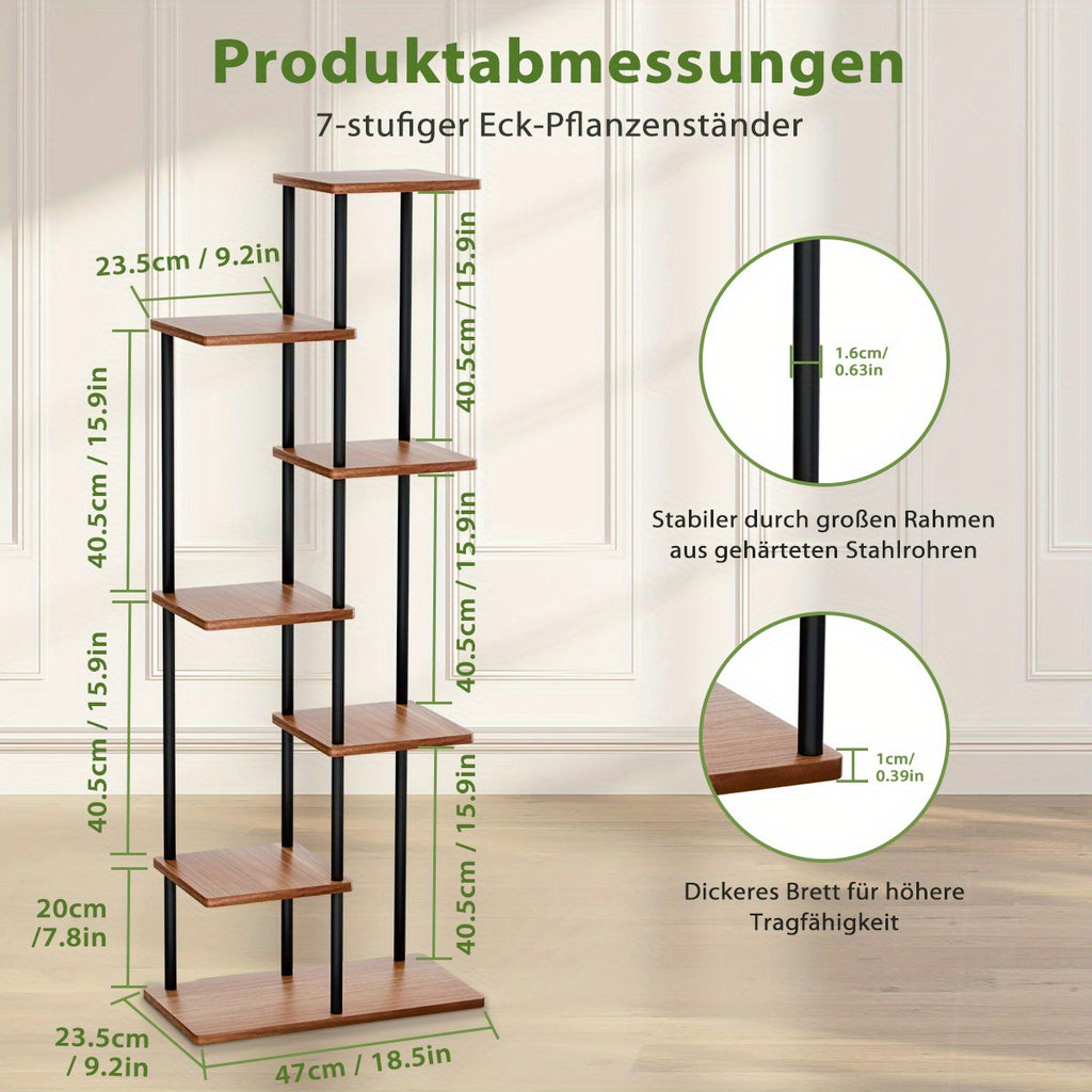 Étagères hautes en bois avec 4, 5, 6 ou 7 niveaux, supports métalliques pour intérieur, étagères multi-niveaux pour plantes, présentoirs pour pots de fleurs et organisateurs de rangement de jardin pour cours, salons et balcons