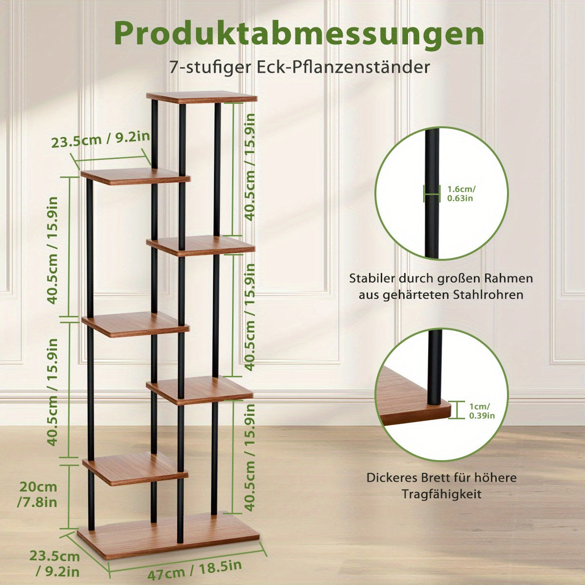 Étagères hautes en bois avec 4, 5, 6 ou 7 niveaux, supports métalliques pour intérieur, étagères multi-niveaux pour plantes, présentoirs pour pots de fleurs et organisateurs de rangement de jardin pour cours, salons et balcons