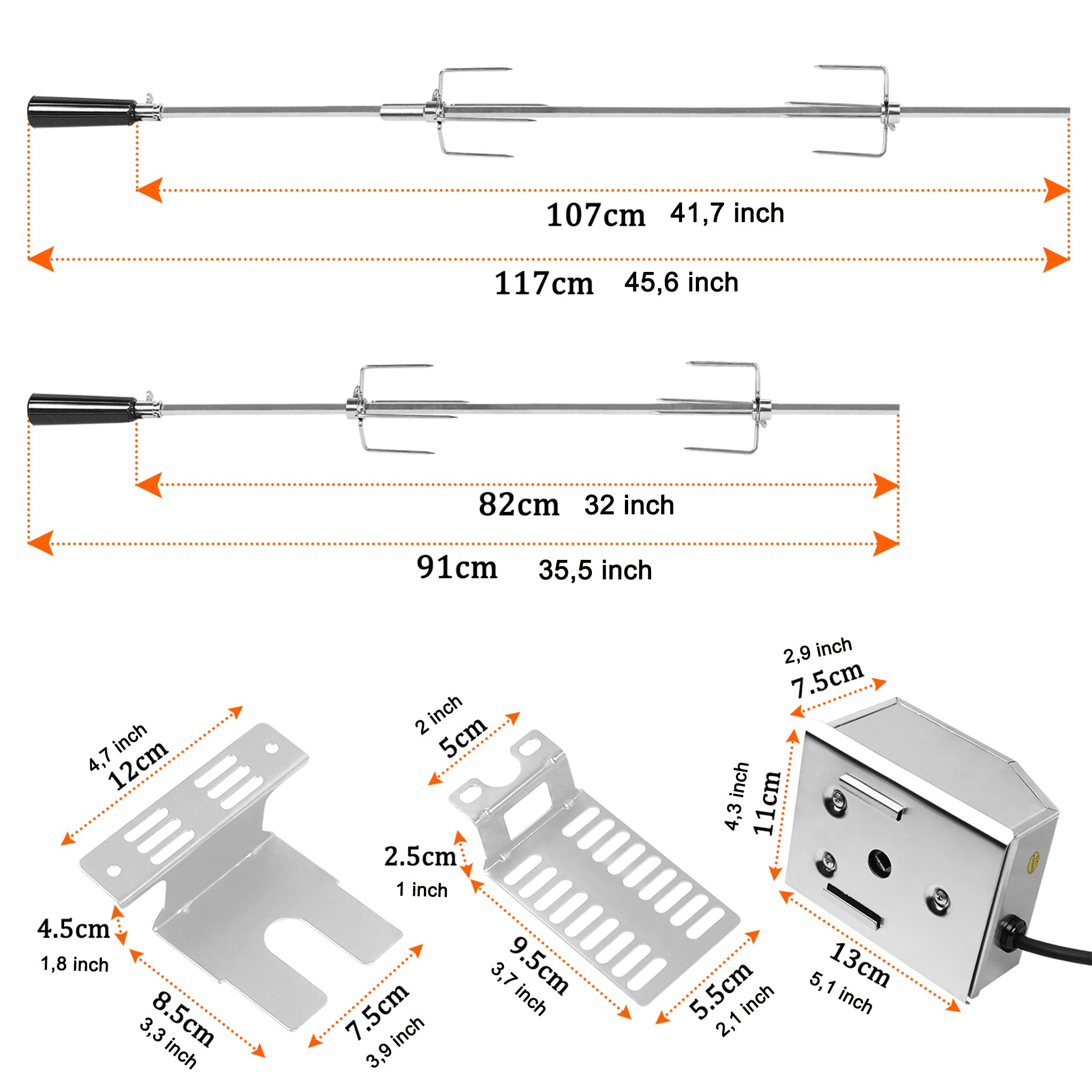 Ensemble de rôtissoire, comprend 2x/4x pinces à viande en acier inoxydable pour barbecue de fête