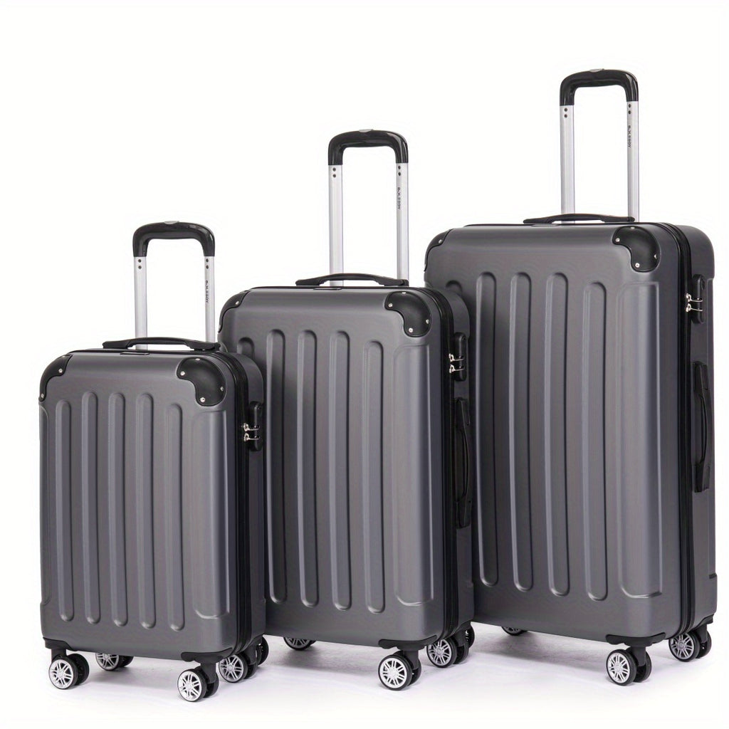 Ensemble de trois valises familiales de 20+24+28 pouces, valise de cabine de 20 pouces, valise de voyage d'affaires avec boîte de rangement à mot de passe, roues universelles, coque rigide en ABS, grande capacité, valise enregistrée (ML-XL-set)