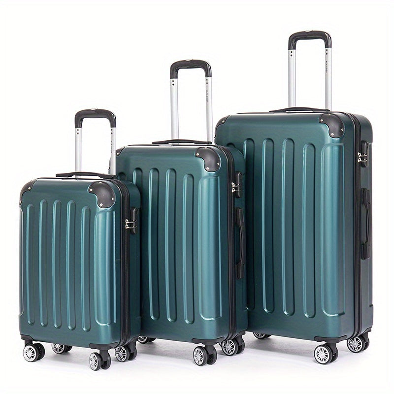 Ensemble de trois valises familiales de 20+24+28 pouces, valise de cabine de 20 pouces, valise de voyage d'affaires avec boîte de rangement à mot de passe, roues universelles, coque rigide en ABS, grande capacité, valise enregistrée (ML-XL-set)