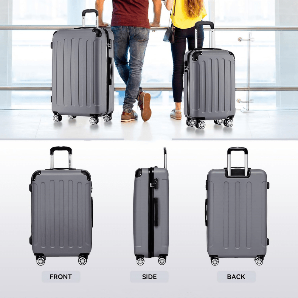 Ensemble de trois valises familiales de 20+24+28 pouces, valise de cabine de 20 pouces, valise de voyage d'affaires avec boîte de rangement à mot de passe, roues universelles, coque rigide en ABS, grande capacité, valise enregistrée (ML-XL-set)