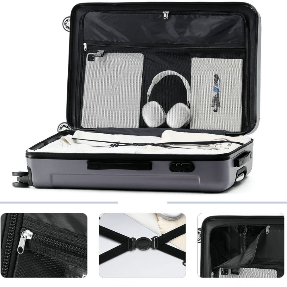 Ensemble de valises trois pièces pour famille, 20+24+28 pouces, ensemble combiné de valises, valise cabine 20 pouces, valise de voyage d'affaires, boîte de rangement à code, valise à roulettes universelle, valise trolley à coque dure ABS, grande capacité,