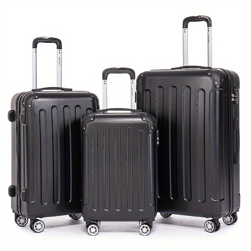 Ensemble de trois valises familiales de 20+24+28 pouces, valise de cabine de 20 pouces, valise de voyage d'affaires avec boîte de rangement à mot de passe, roues universelles, coque rigide en ABS, grande capacité, valise enregistrée (ML-XL-set)
