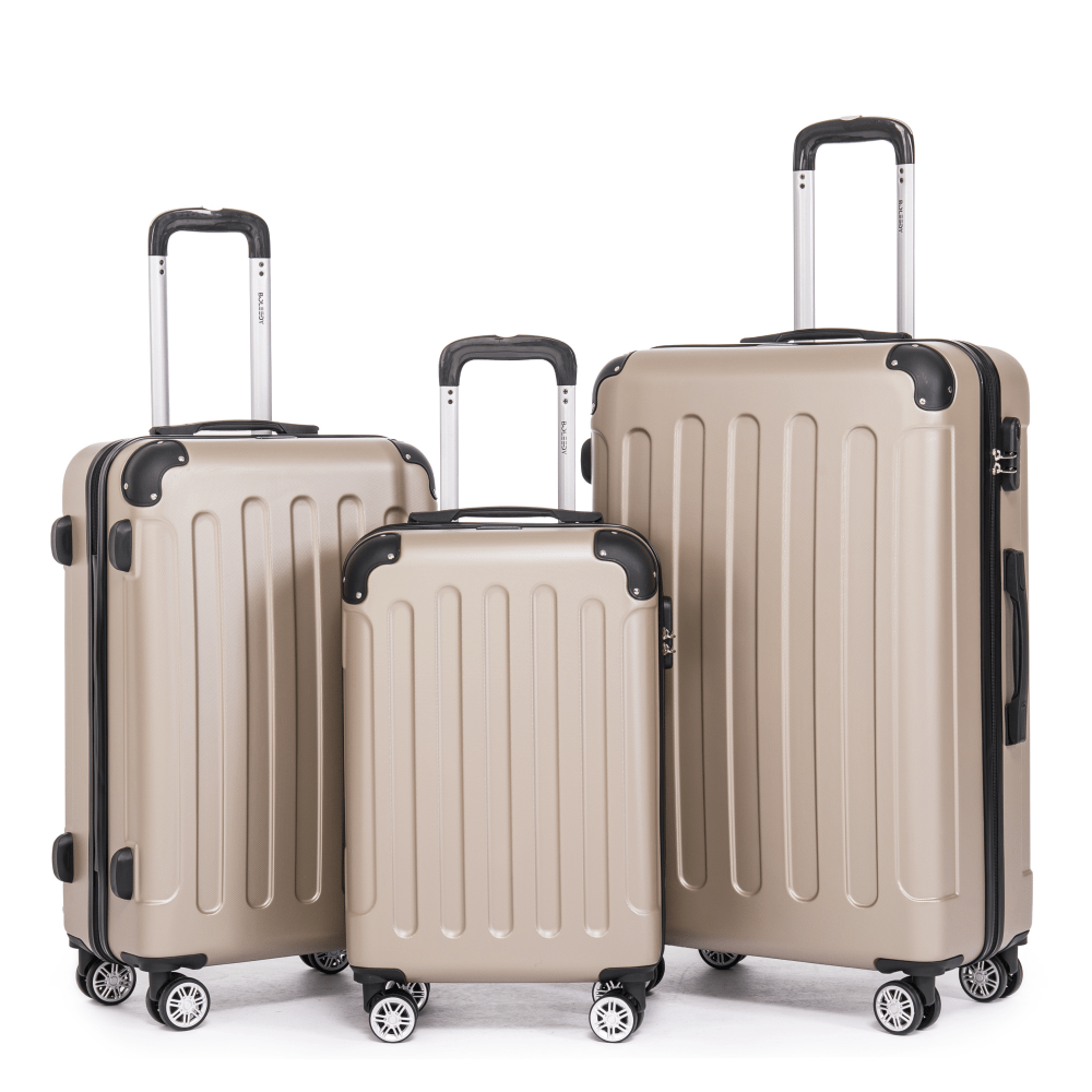 Ensemble de trois valises familiales de 20+24+28 pouces, valise de cabine de 20 pouces, valise de voyage d'affaires avec boîte de rangement à mot de passe, roues universelles, coque rigide en ABS, grande capacité, valise enregistrée (ML-XL-set)