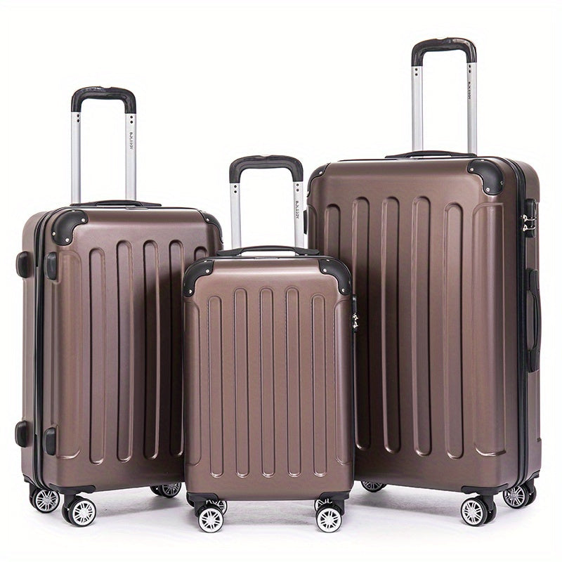 Ensemble de trois valises familiales de 20+24+28 pouces, valise de cabine de 20 pouces, valise de voyage d'affaires avec boîte de rangement à mot de passe, roues universelles, coque rigide en ABS, grande capacité, valise enregistrée (ML-XL-set)