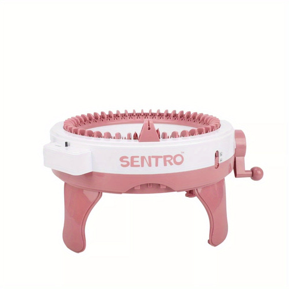 [DIY Créatif] Machine à Tricoter Manuelle à 48 Aiguilles avec Manivelle - Outil DIY Portable pour Écharpes, Chapeaux, Chaussettes | Sans Électricité, Construction en ABS Rose avec Porte-Bobine et Compteur de Mailles | Série Créative de Métier à Tisser la