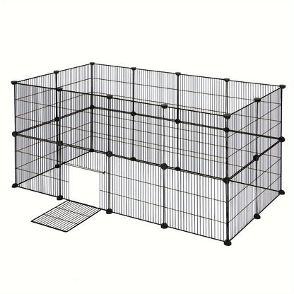 Enclos extérieur pour lapins, enclos pour cochons d'Inde, enclos pour petits animaux, enclos pour petits animaux, enclos extérieur pour lapins, hamsters, tortues, clapier à lapins à l'intérieur, porte comprise, bricolage 142x72x72cm