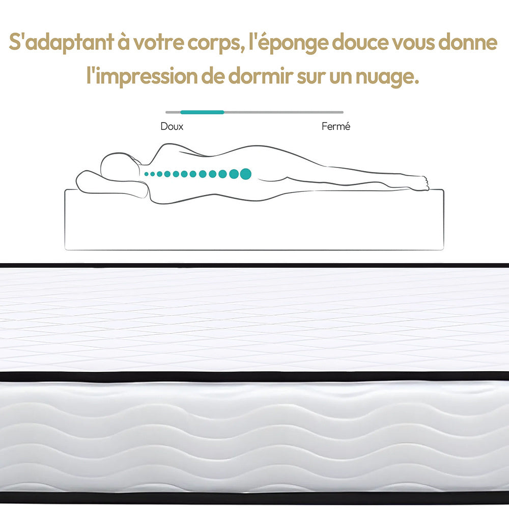 Matelas en Mousse 140x190/140x200 cm, Hauteur 15 cm - Matelas en mousse, respirant et ergonomique