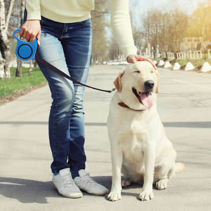 Laisse Automatique RETOO PetCare pour Chiens et Chats, avec Verrouillage, Bande Rétractable Flexi 5m, Mécanisme de Verrouillage, Idéale pour Petits Chiens Jusqu'à 15 kg, Poignée Confortable, Bande Durable avec Frein, Laisse avec Clip Robuste, Marche Confo