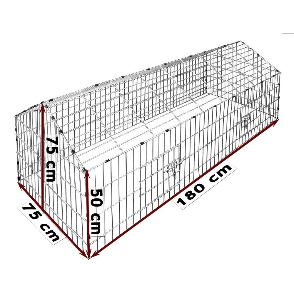CADOCA® Enclos Run Free 180X75X75Cm Protection Solaire Run Jardin Lapin Poulailler Lièvre Poulailler Petit Animal Run Toiture Matériel Bleu