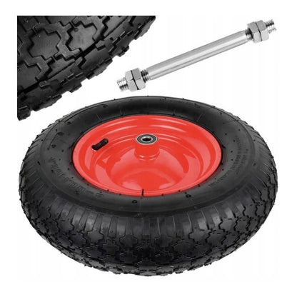 ROUE PIVOTANTE POUR CAMION-POUPEE AVEC ESSOIX, ROBUSTE AVEC CHAMBRE À AIR 4.00-8 4PR