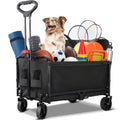 Chariot Pliable Robuste 120L avec Housse et Porte-Gobelets, Capacité Jusqu'à 120Kg, Chariot de Plage Pliable Compact pour Camping, Sports, Shopping, Transport Extérieur