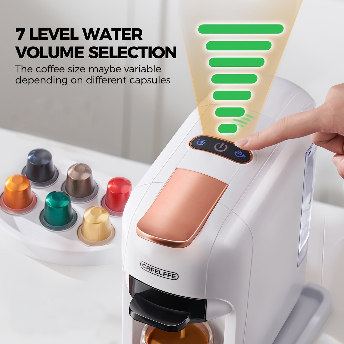 CAFELFFE Machine à café capsule 5-en-1 MK606 | Machine à expresso à infusion chaude/froide, 19 bar de pression, compatible avec les capsules Nec* Original, DG, Kcup, sacs ESE, poudre de café, réservoir d'eau de 0,6 L, économie d'énergie, facile à nettoyer